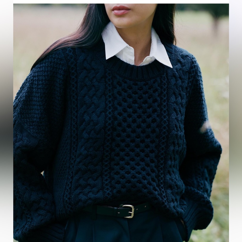 Shaina Mote Fisherman Sweater Navy